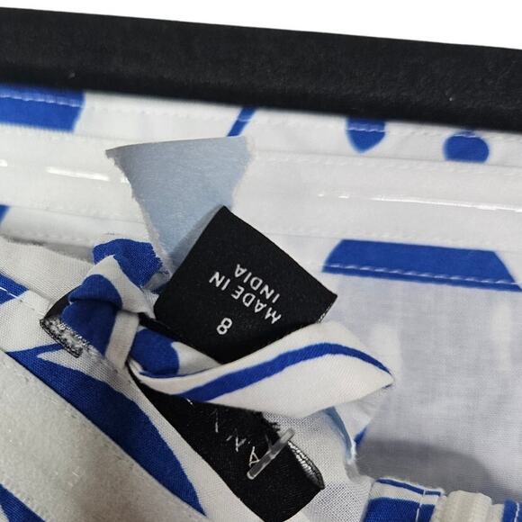 Ann Taylor 8 Tiered Ruffle Dresses Strapless Blue White Coastal Cotton Preppy - Picture 3 of 4